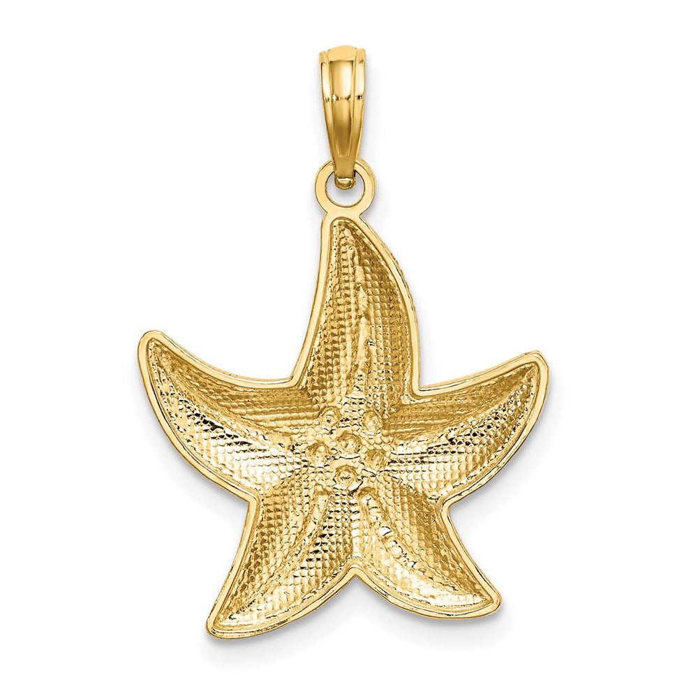 14K and White Rhodium Diamond-cut Small Starfish Charm