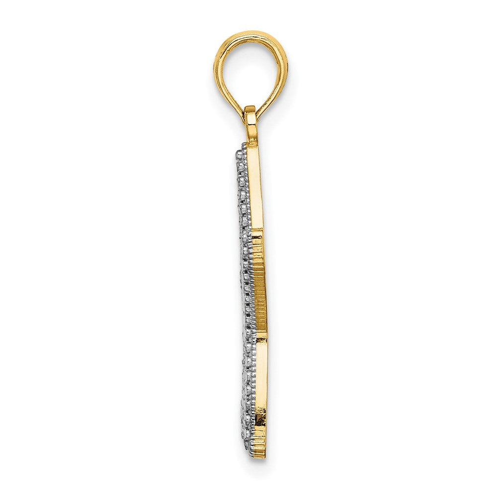 14K with White Rhodium Diamond-cut Starfish with Star Charm