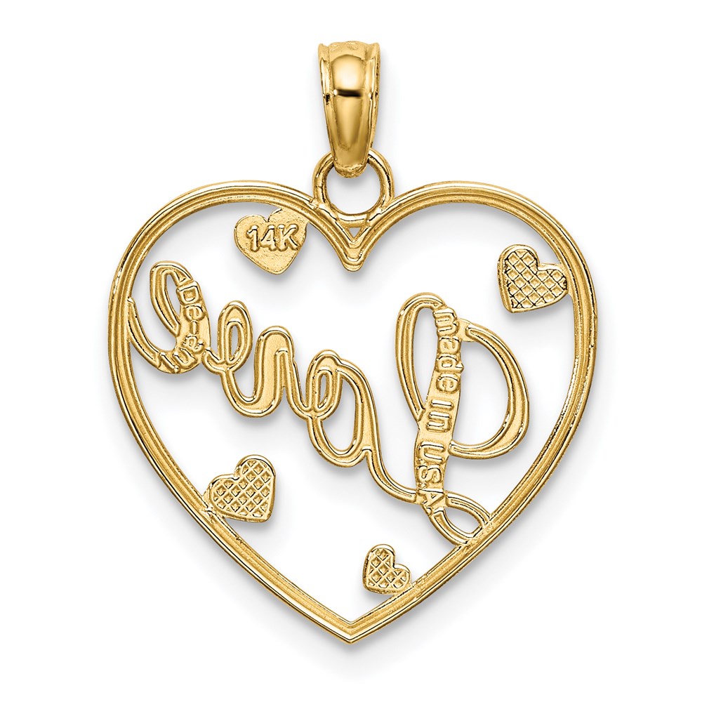 14k and White Rhodium LOVE with Hearts Pendant