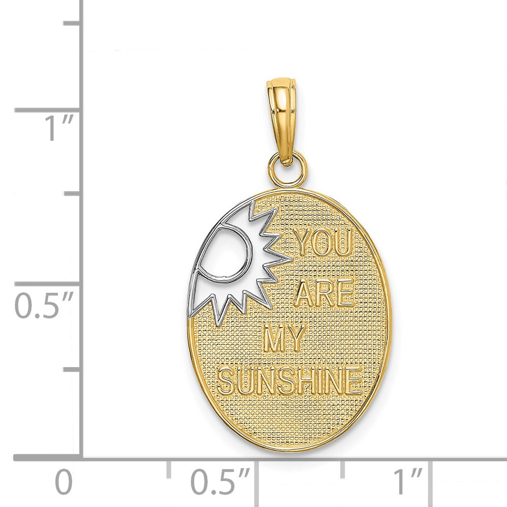 14k and White Rhodium YOU ARE MY SUNSHINE Cut-out Sun Charm