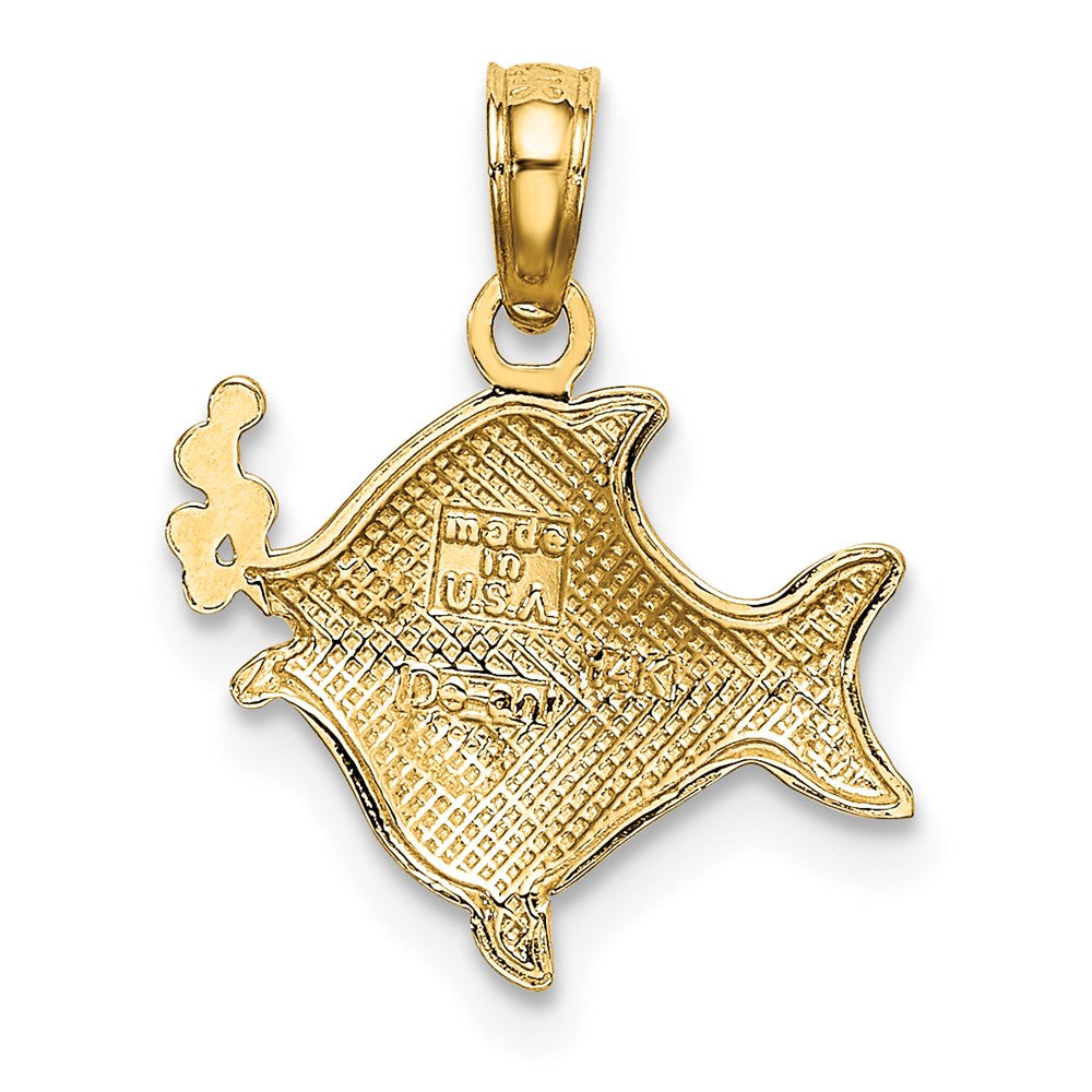 14k and White Rhodium 2-D Fish with Bubbles Charm