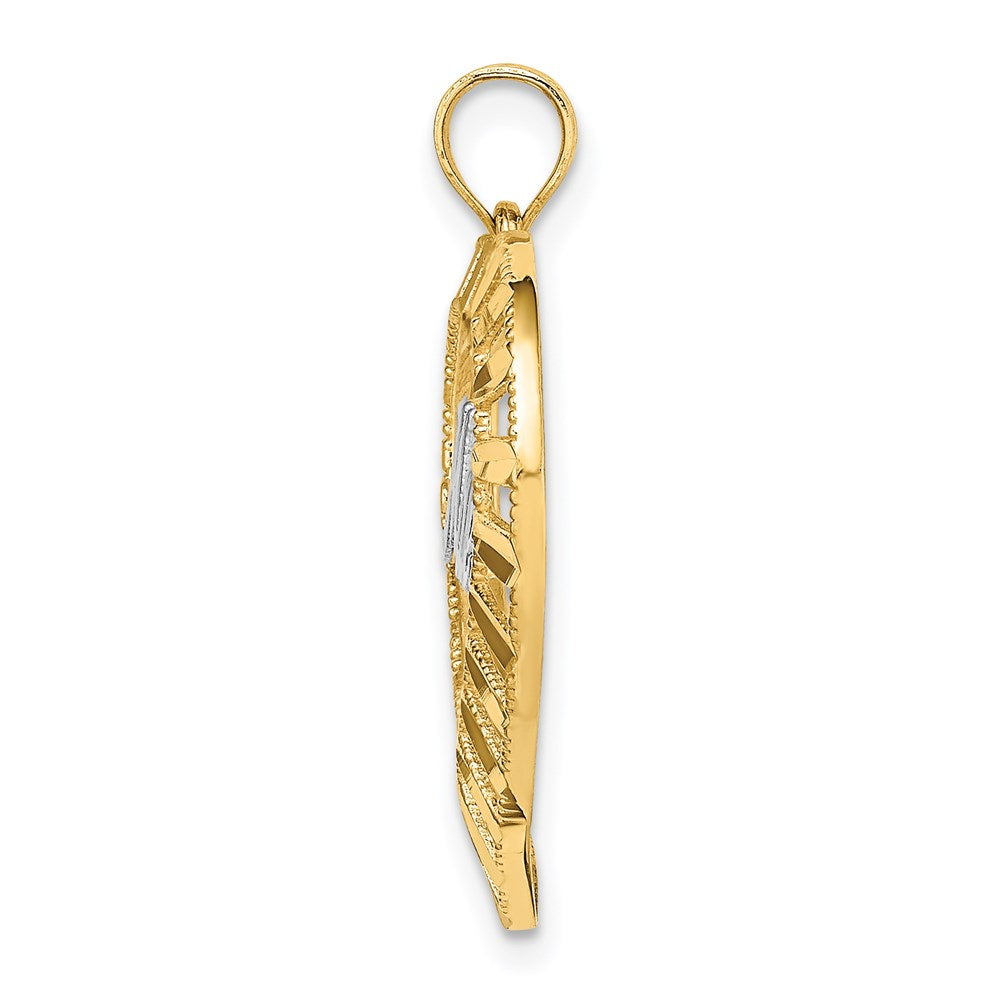 14k and White Rhodium MADRE  in Heart Charm