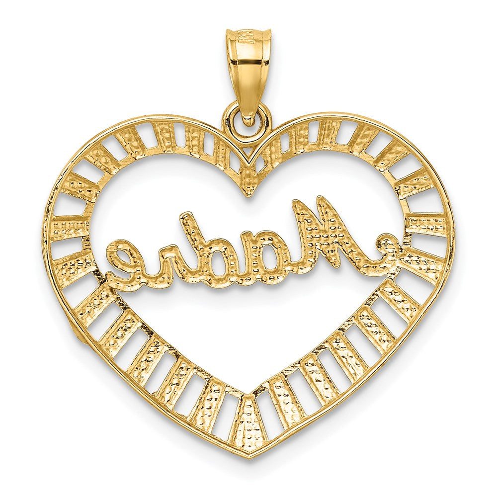 14k and White Rhodium MADRE  in Heart Charm