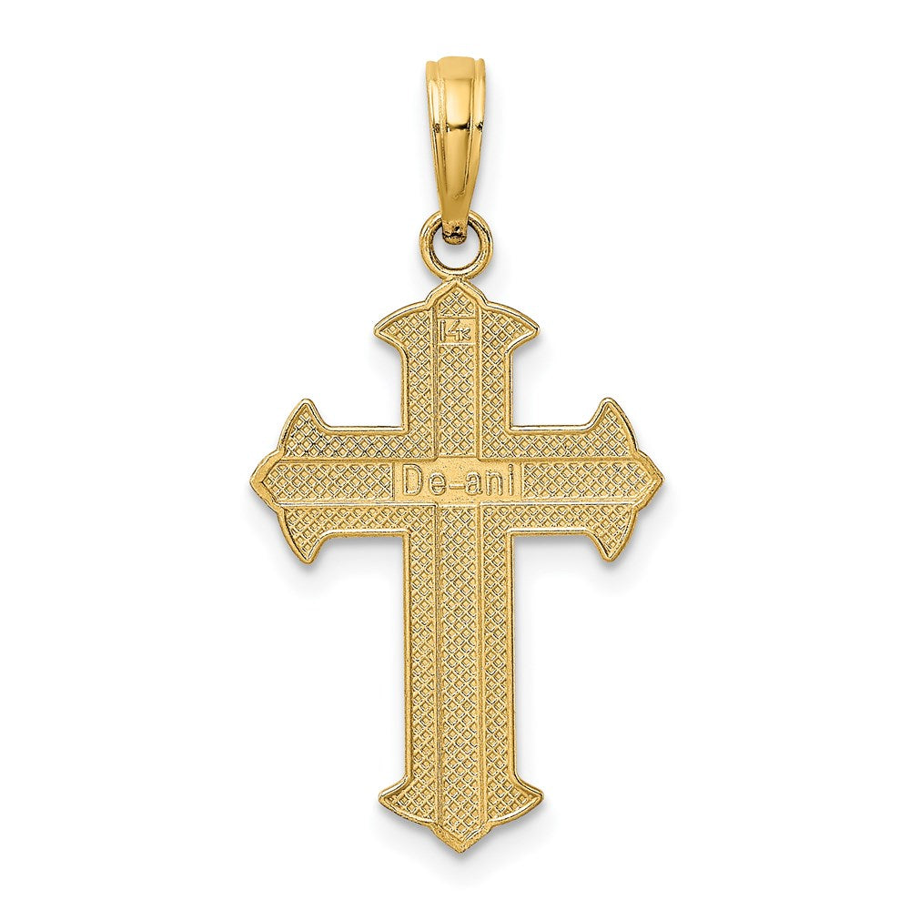 14K and White Rhodium Diamond-cut Cross Charm
