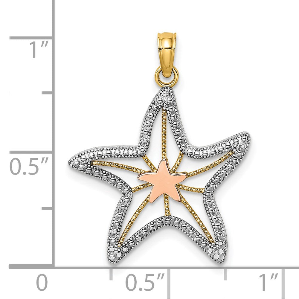 14K Two-Tone with White Rhodium Cut-Out Small Starfish Charm