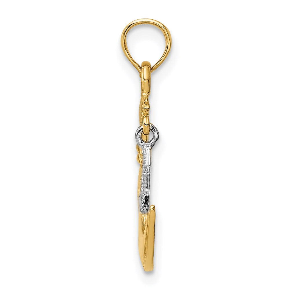 14k Two-Tone Polished Half Moon and Dangle Star Pendant