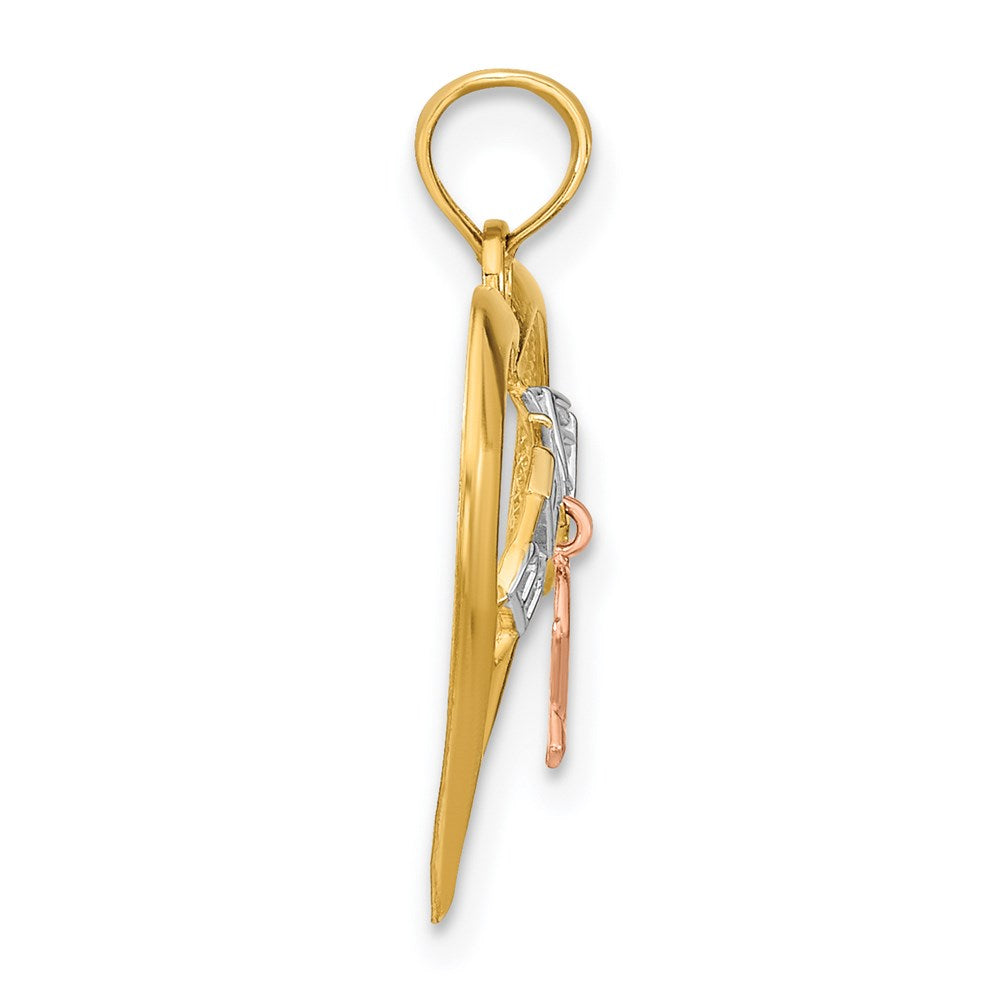 14k Two-tone with White Rhodium BELIEVE in Heart with Awareness Ribbon Pendant