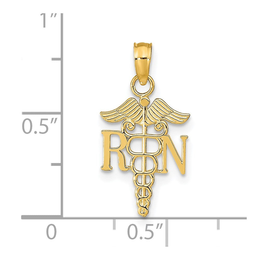 14k Polished R.N. Registered Nurse Pendant