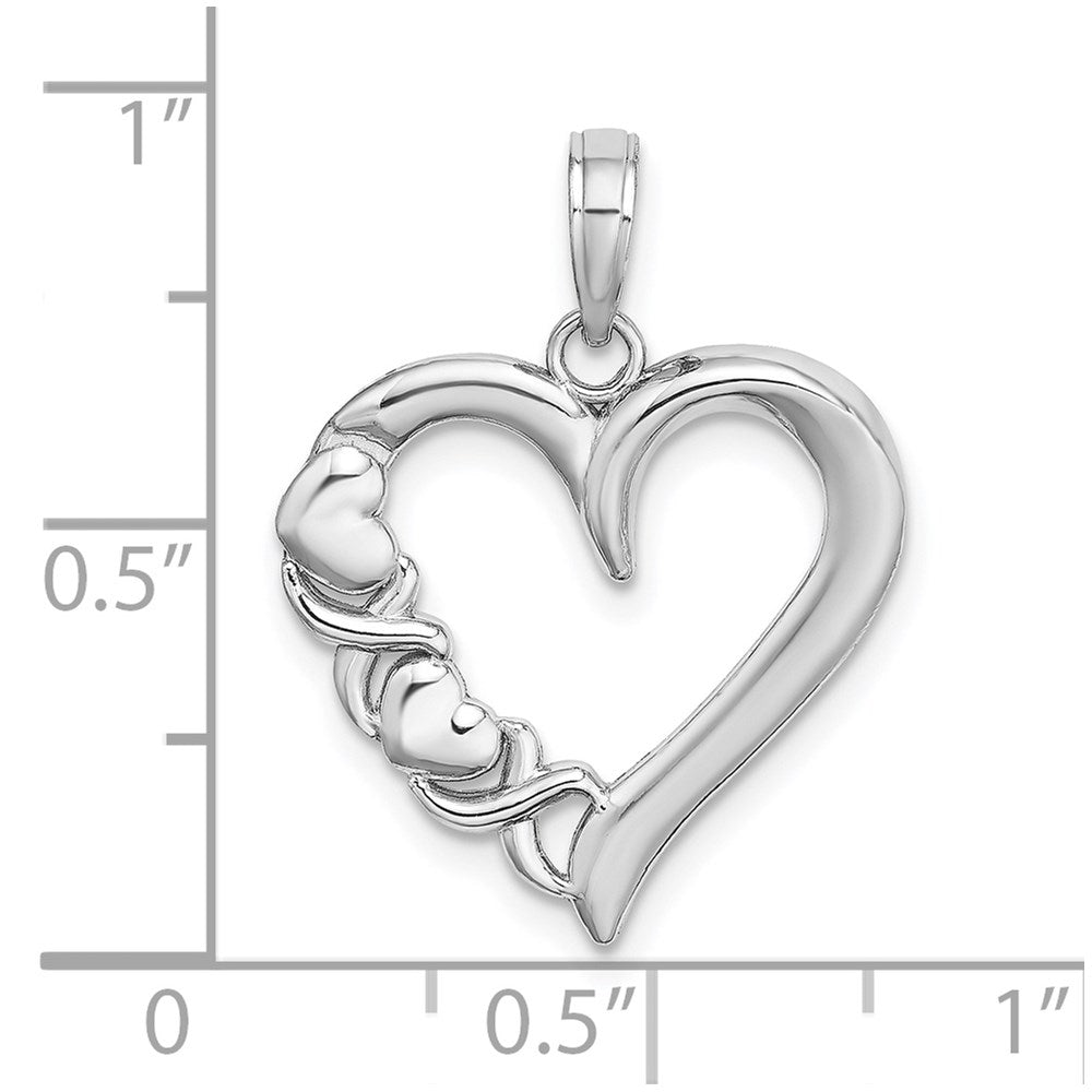 14K White Gold Polished -X- and Heart Pendant