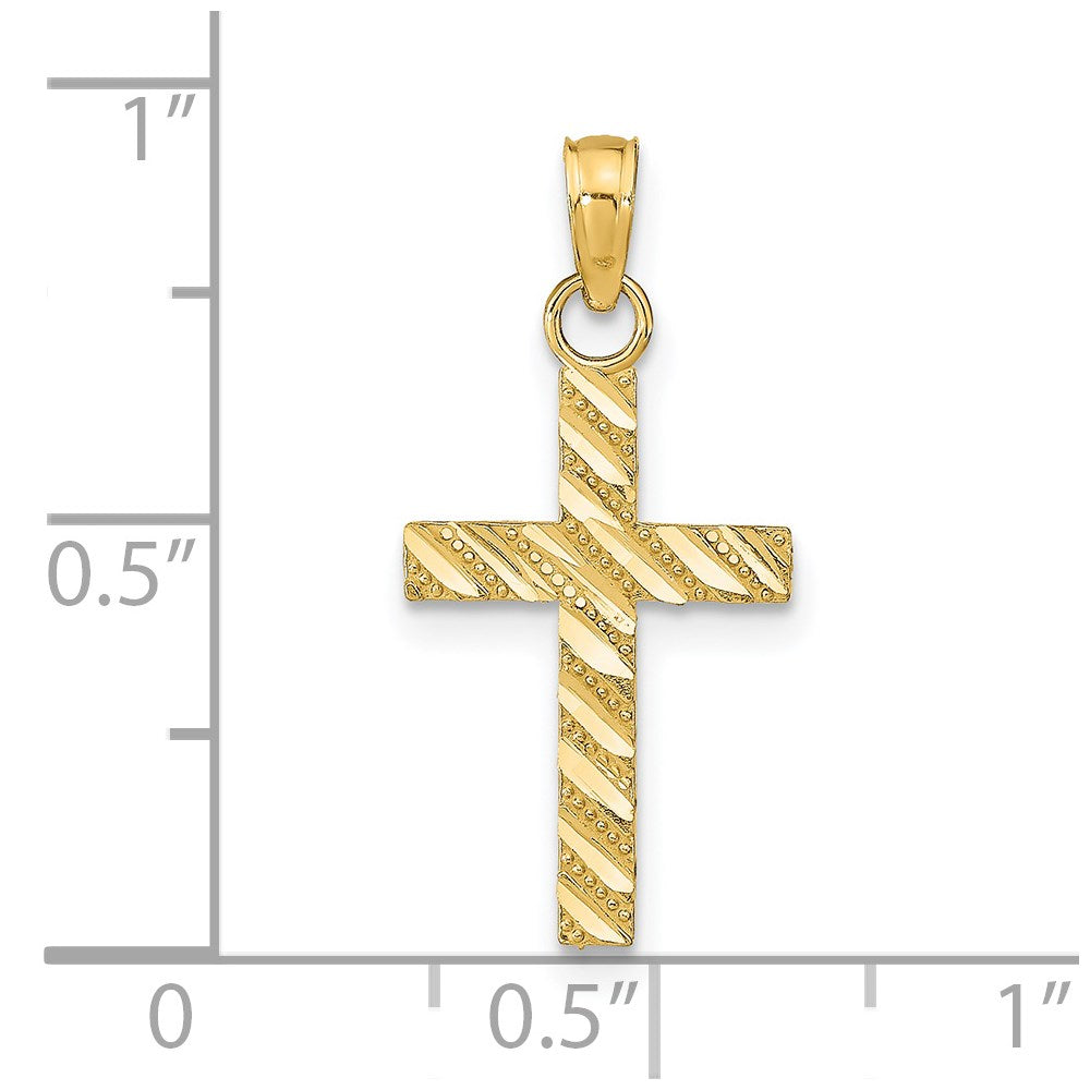 14k Diamond-cut Cross Pendant