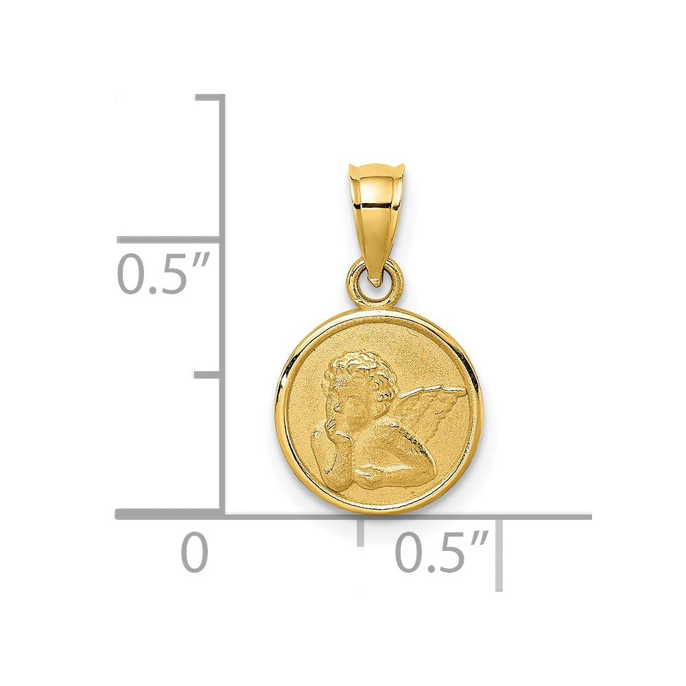 14k 10mm Textured Angel Coin Charm