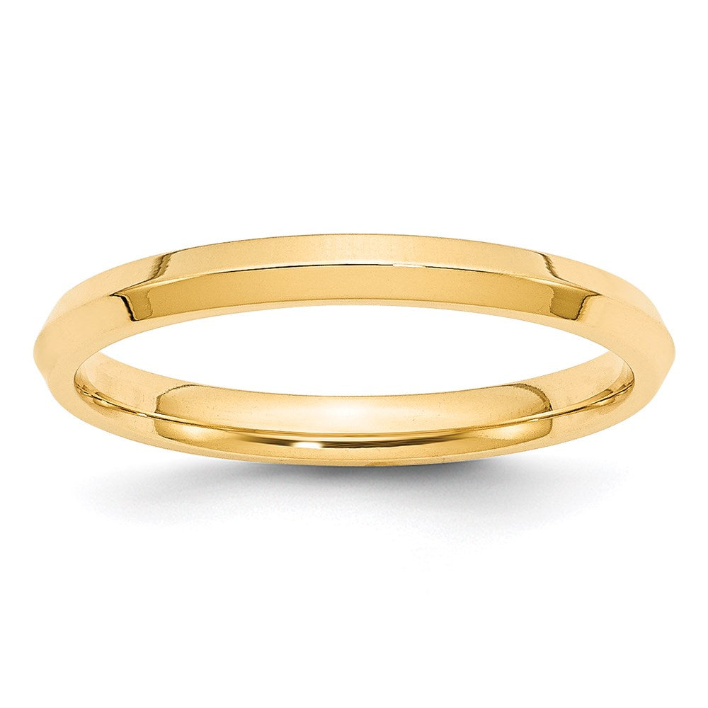 Solid;Polished;14k Yellow gold;Engravable;Comfort fit;Knife Edge;Machined
