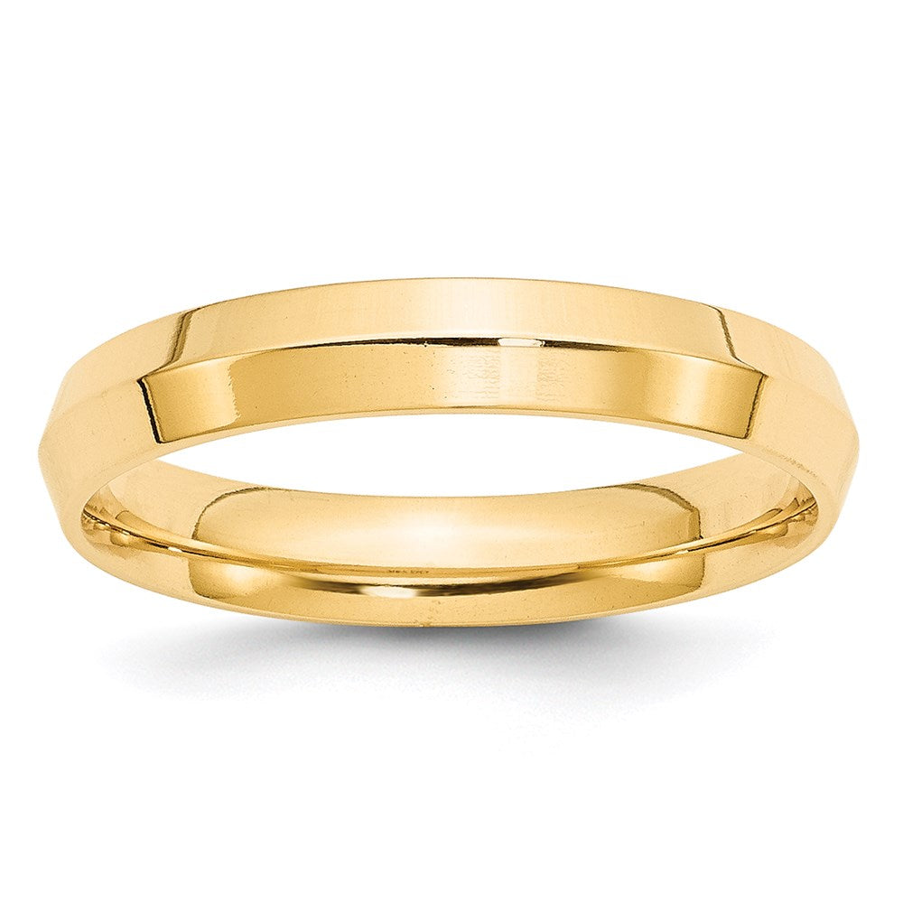 Solid;Polished;14k Yellow gold;Engravable;Comfort fit;Knife Edge;Machined