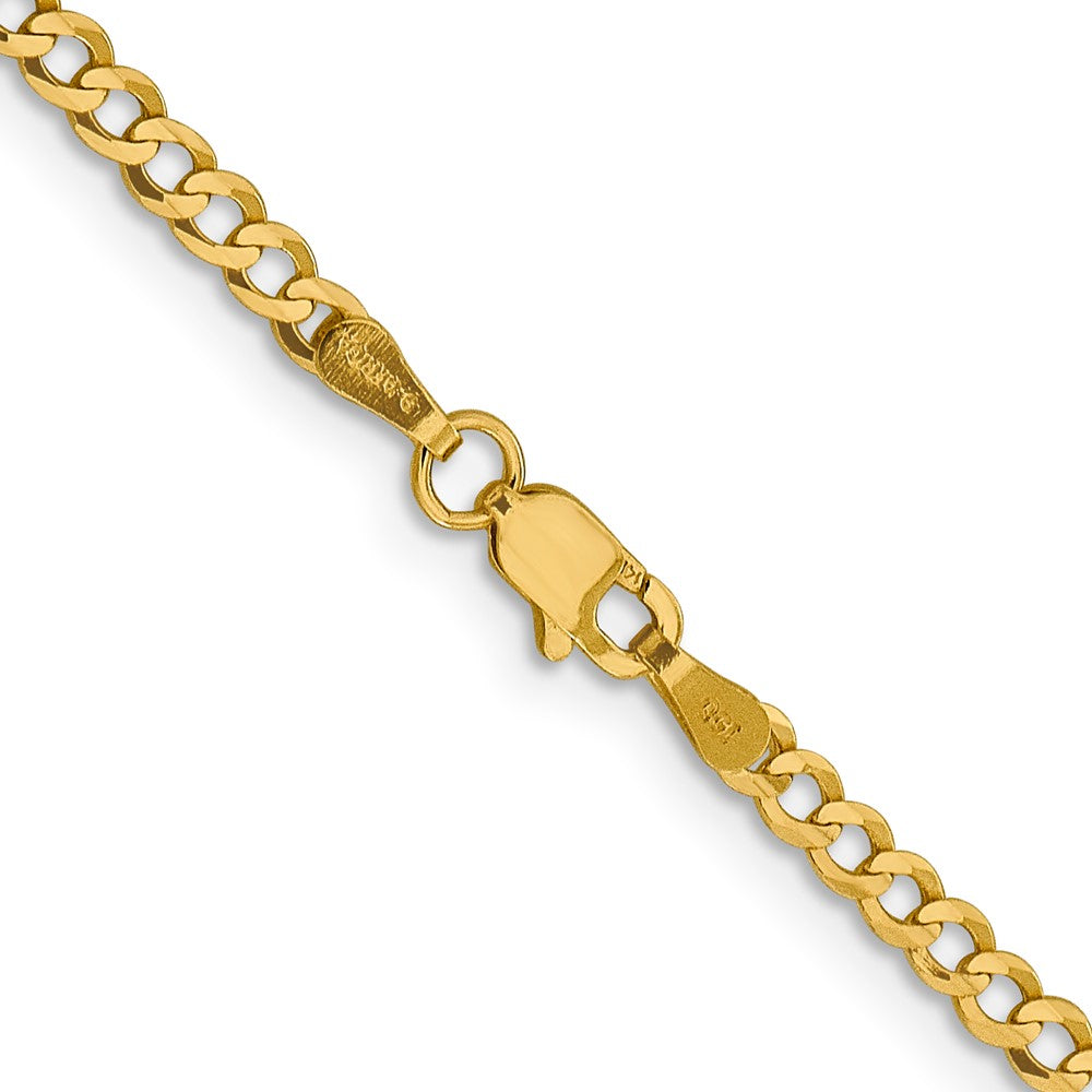 14K 16 inch 3.1mm Lightweight Flat Cuban with Lobster Clasp Chain
