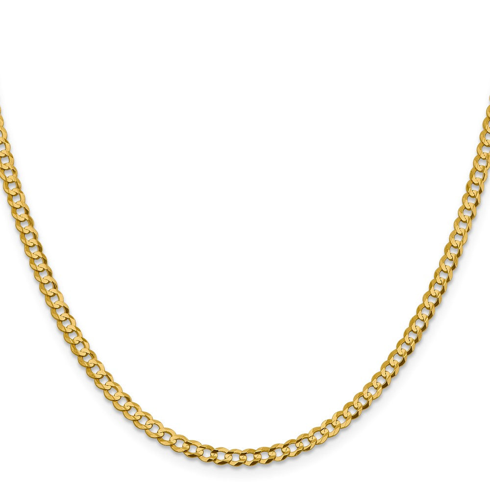 14K 26 inch 3.7mm Lightweight Flat Cuban with Lobster Clasp Chain