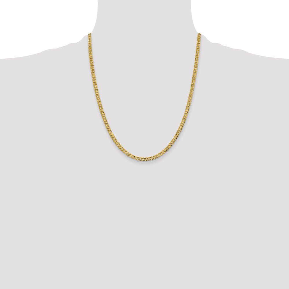 14K 22 inch 3.7mm Lightweight Flat Cuban with Lobster Clasp Chain