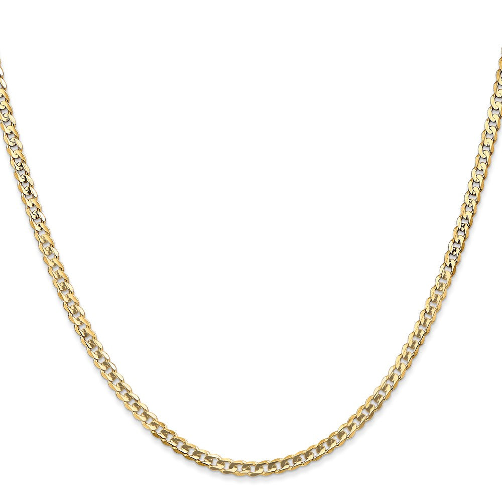 14K 26 inch 3mm Open Concave Curb with Lobster Clasp Chain