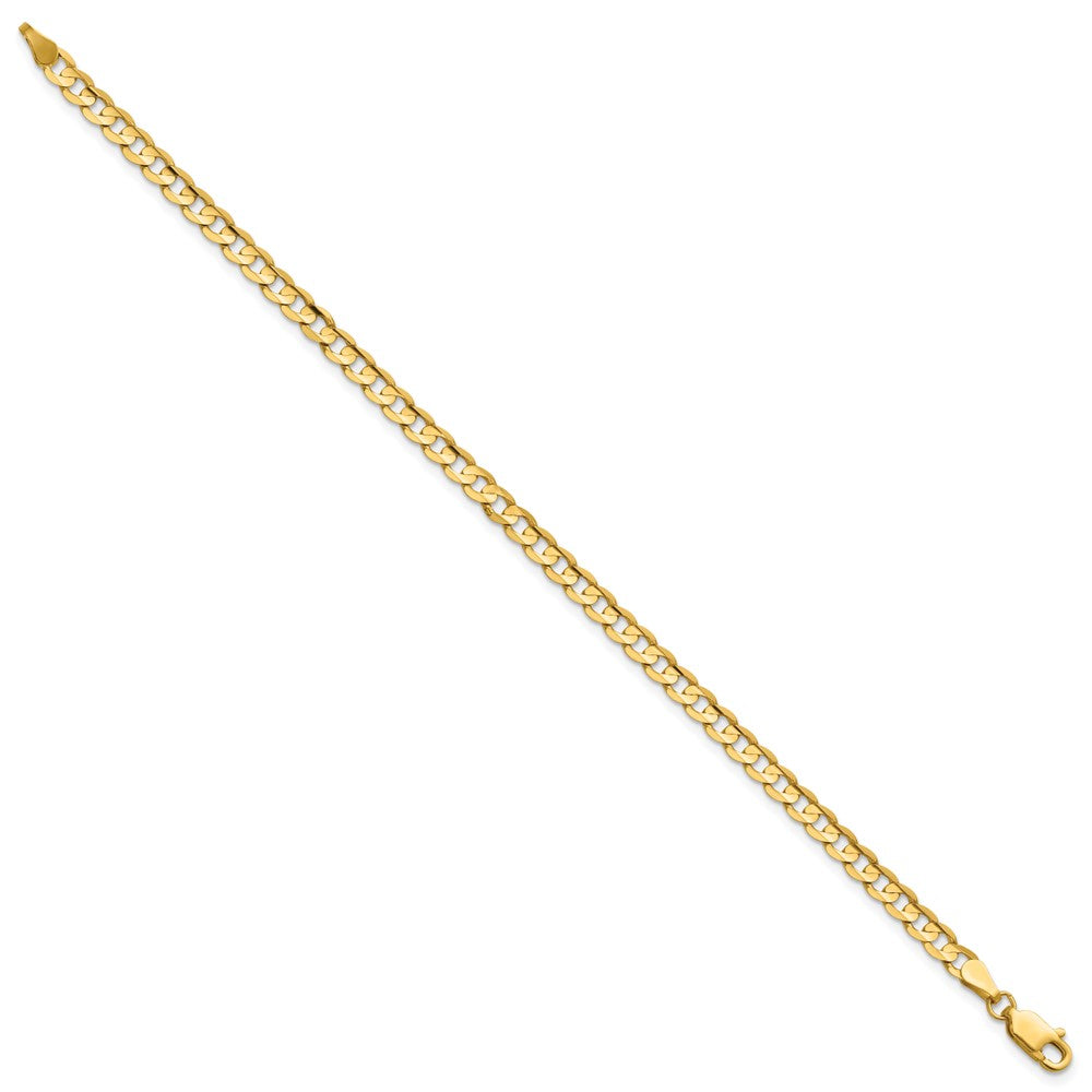 14K 8 inch 3.8mm Open Concave Curb with Lobster Clasp Bracelet