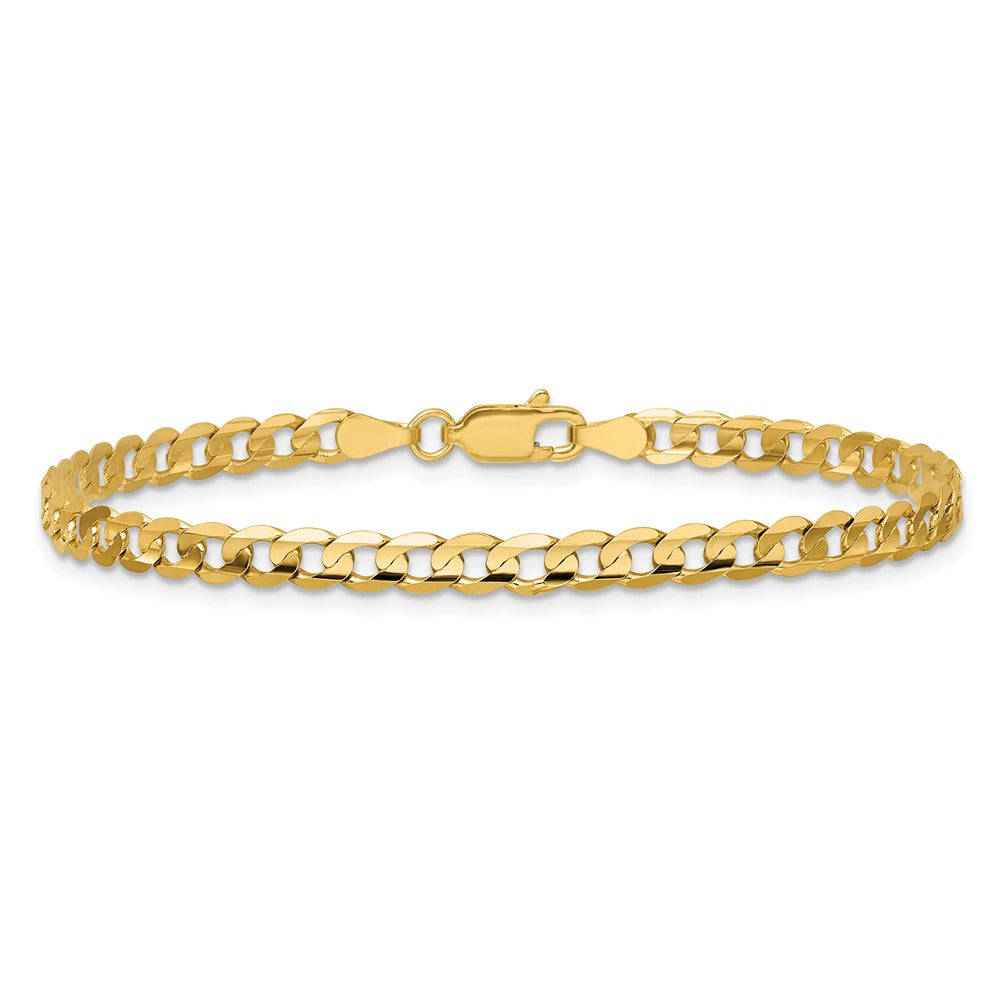 14K 8 inch 3.8mm Open Concave Curb with Lobster Clasp Bracelet