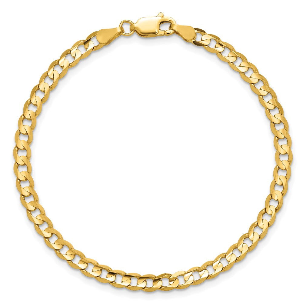 14K 8 inch 3.8mm Open Concave Curb with Lobster Clasp Bracelet