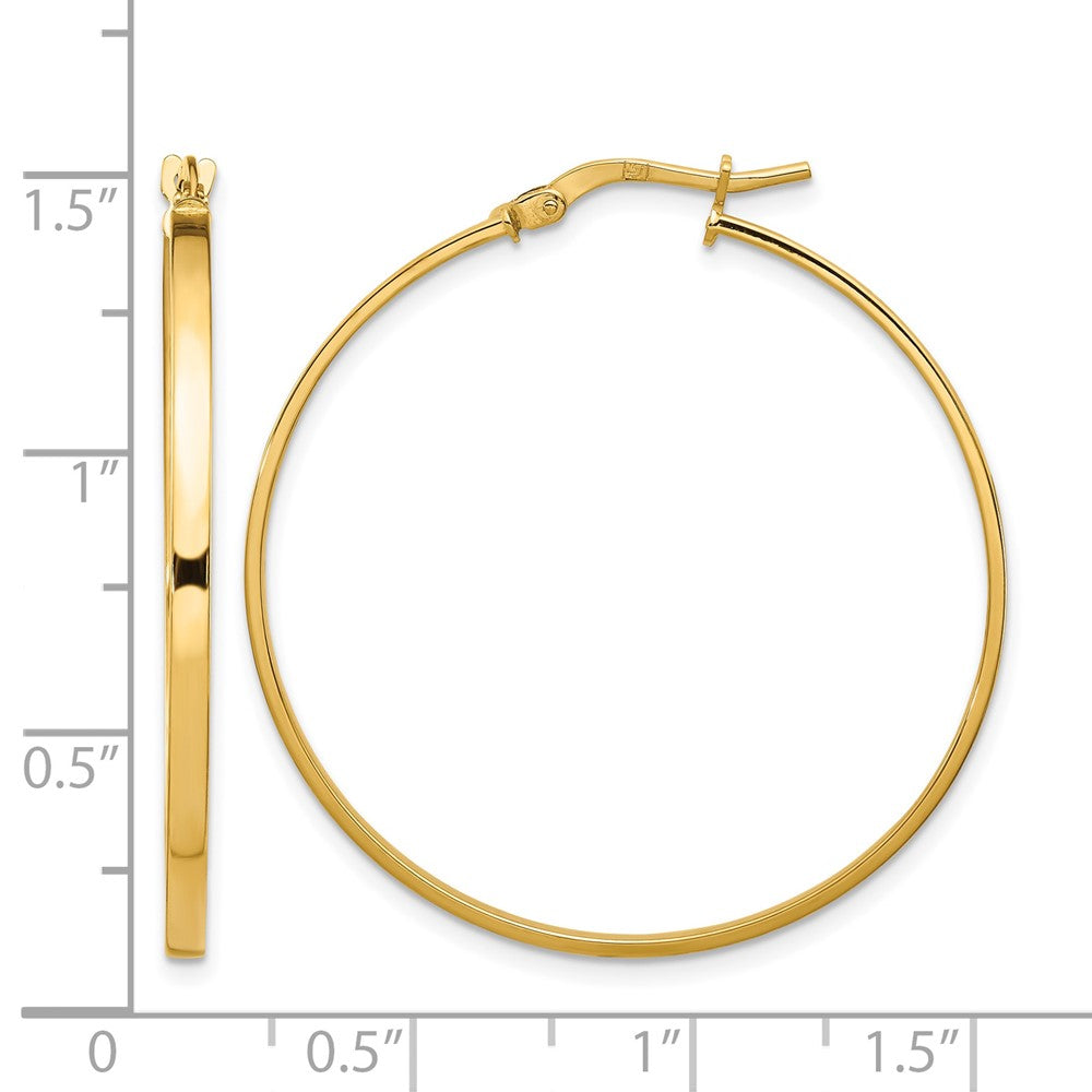 14K 2mm Polished Hoop Earrings