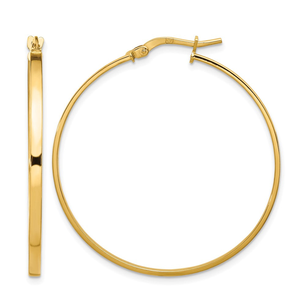 14K 2mm Polished Hoop Earrings