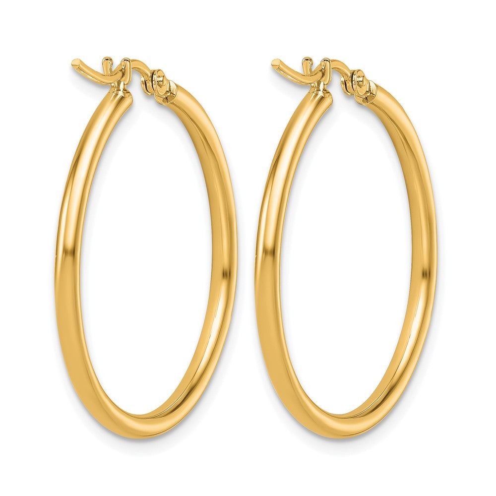 14K 2x30mm Polished Hoop Earrings