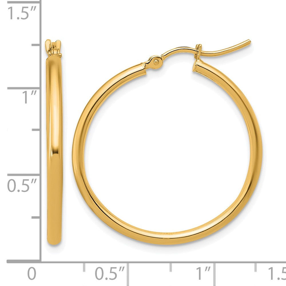 14K 2x30mm Polished Hoop Earrings