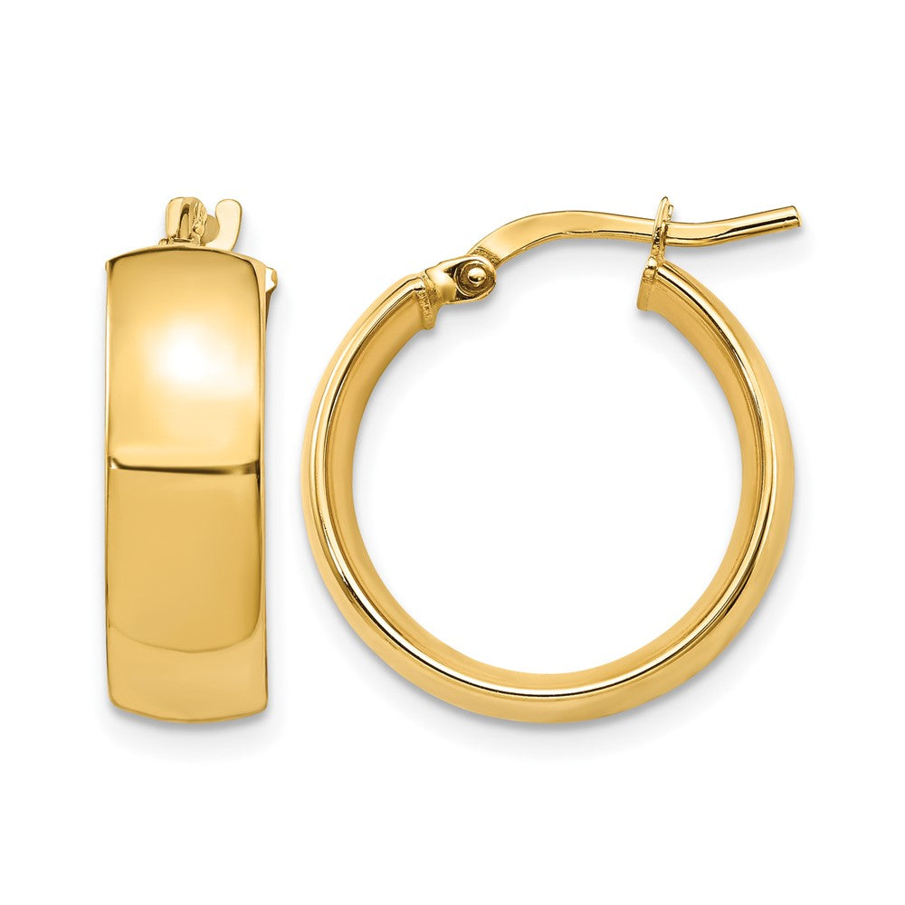 14K 6mm High Polished Hoop Earrings
