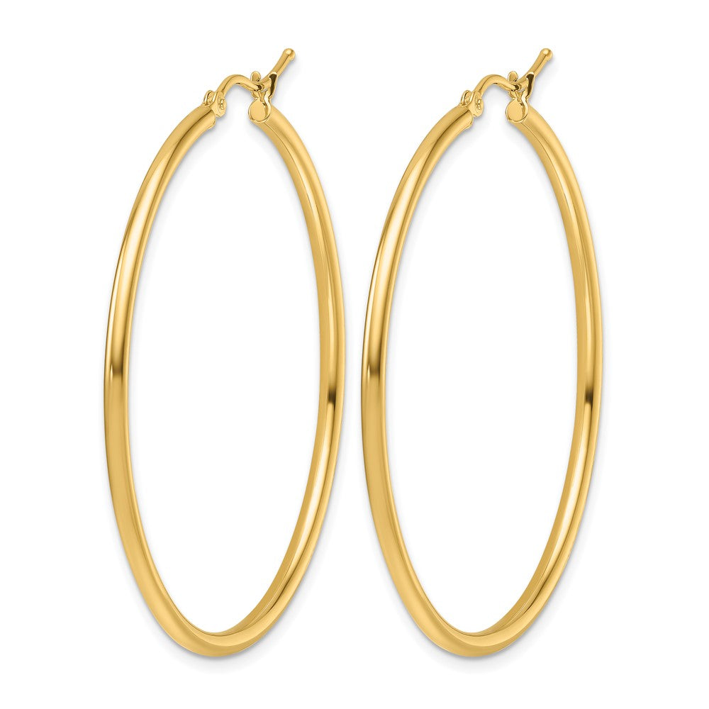 14K 2mm Polished Hinged Hoop Earrings