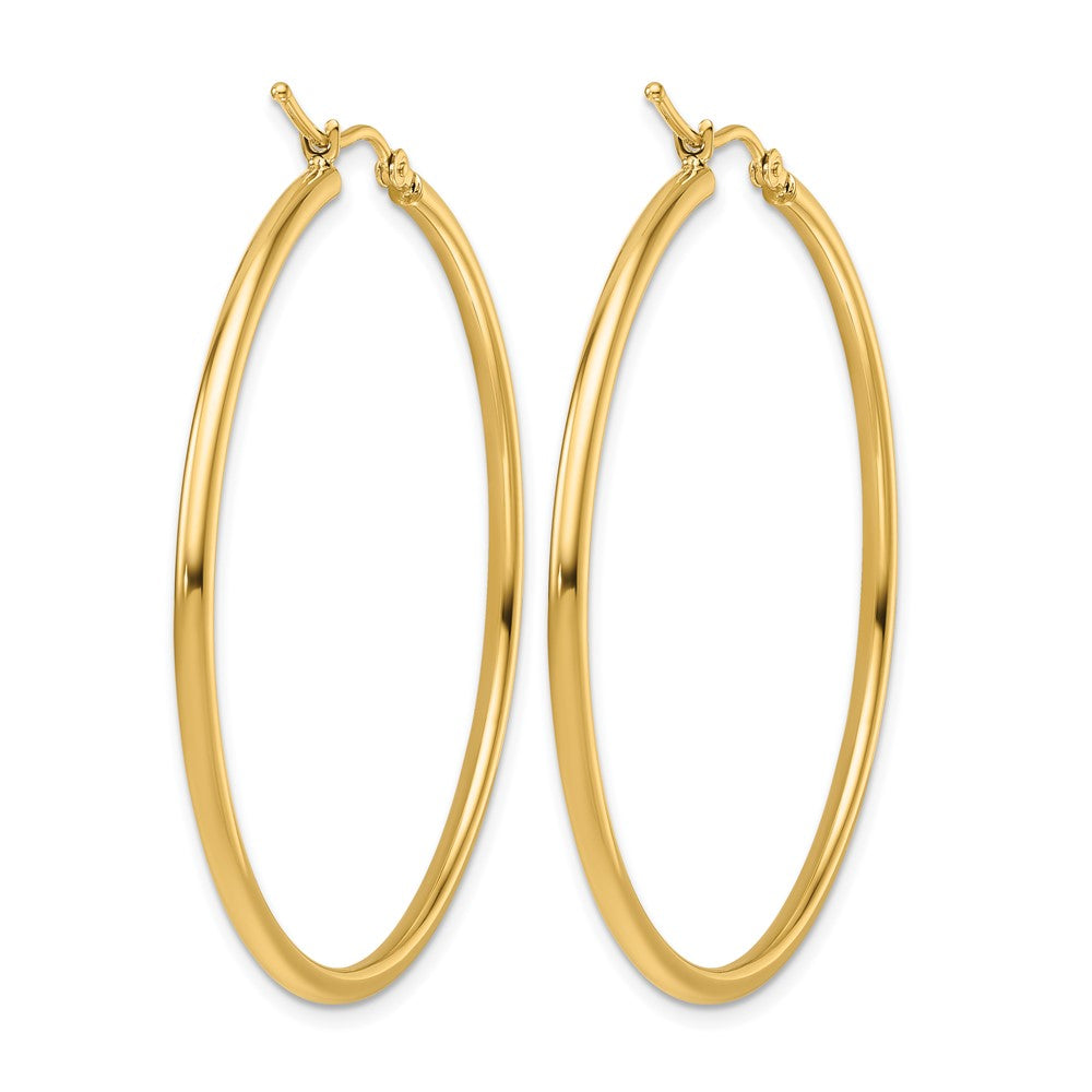 14K 2mm Polished Hinged Hoop Earrings