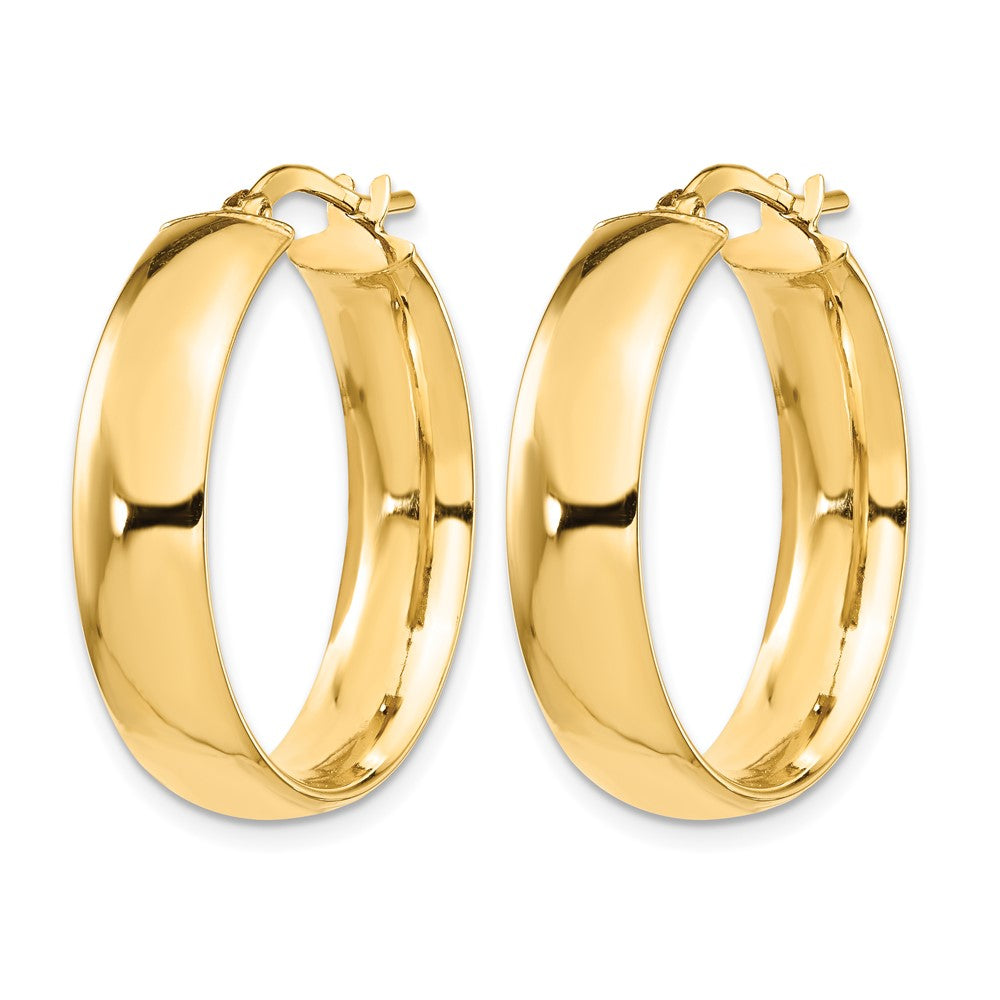 14K 6mm High Polished Hoop Earrings