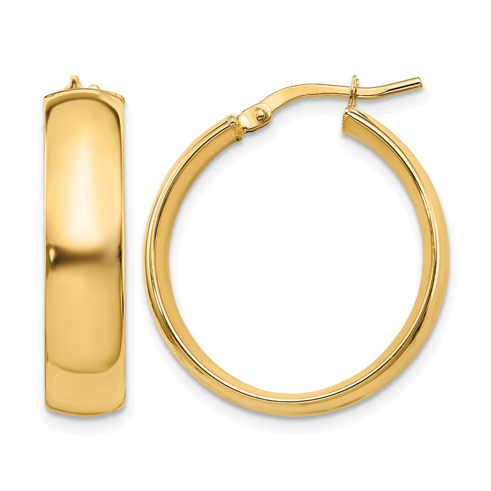 14K 6mm High Polished Hoop Earrings