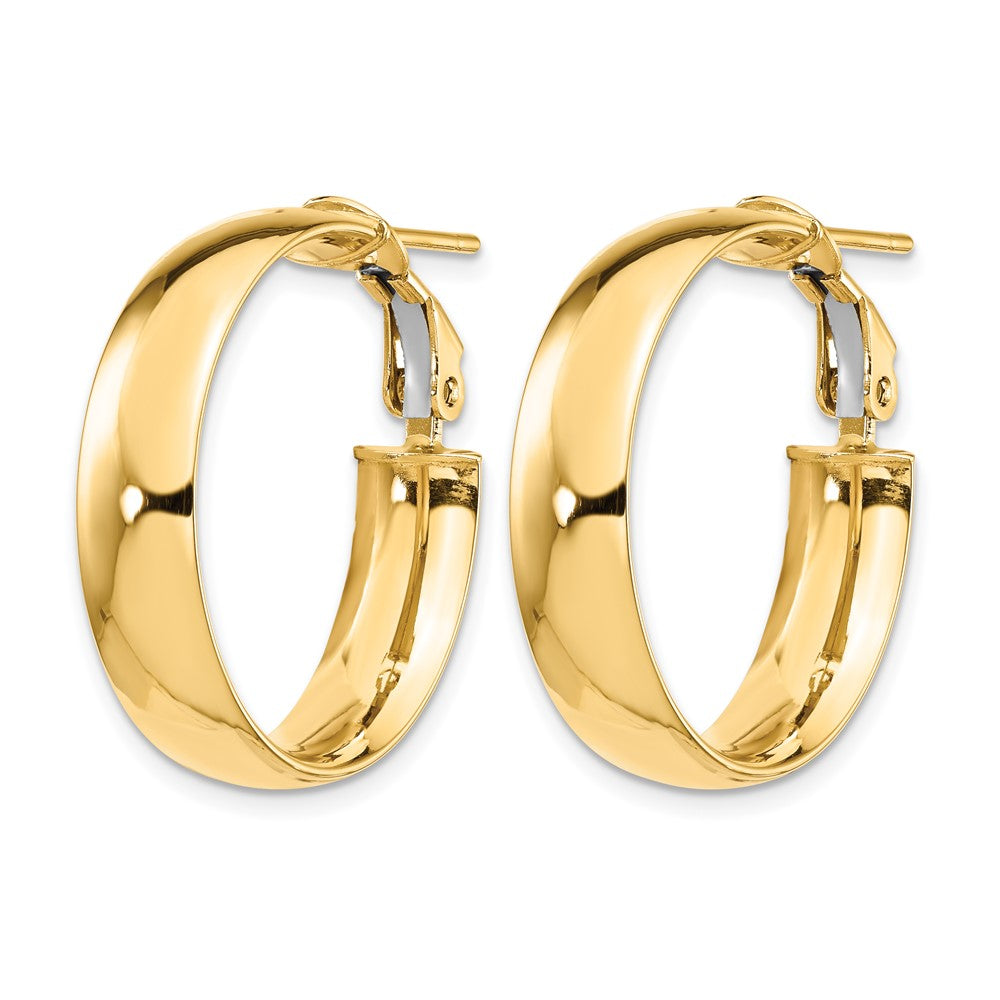 14K 6mm High Polished Omega Back Hoop Earrings