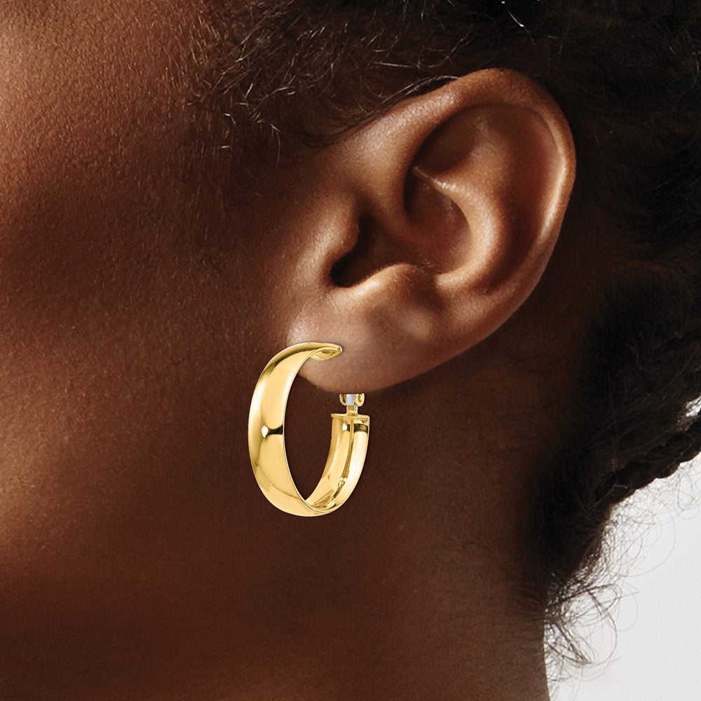 14K 6mm High Polished Omega Back Hoop Earrings