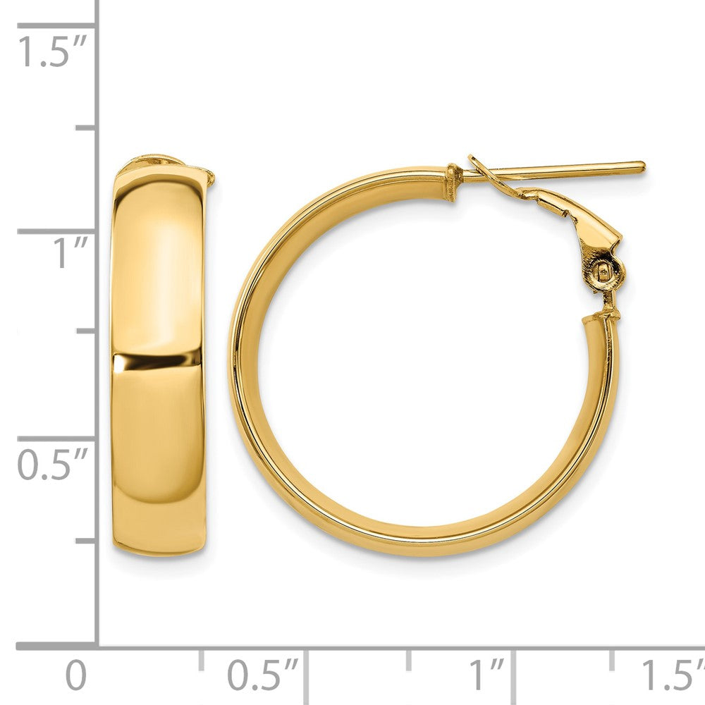 14K 6mm High Polished Omega Back Hoop Earrings