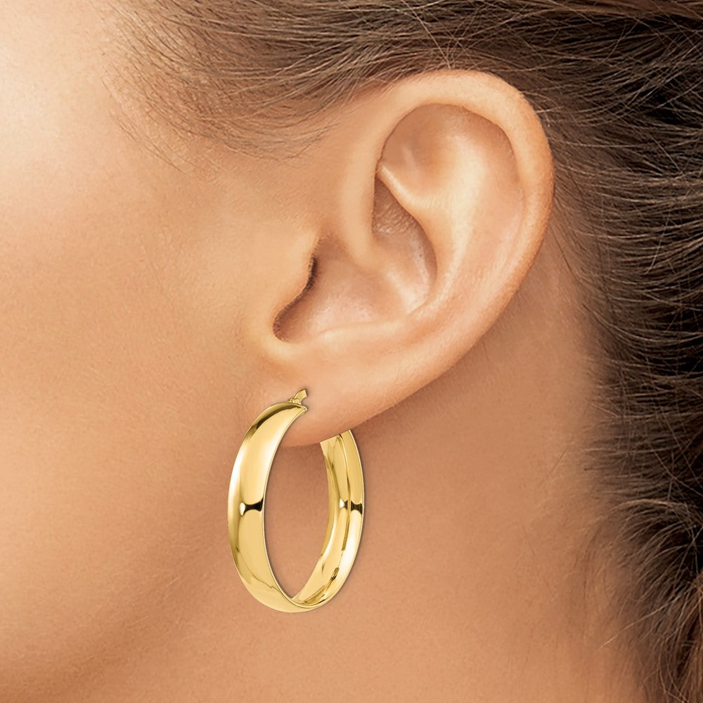 14K 6mm High Polished Hoop Earrings