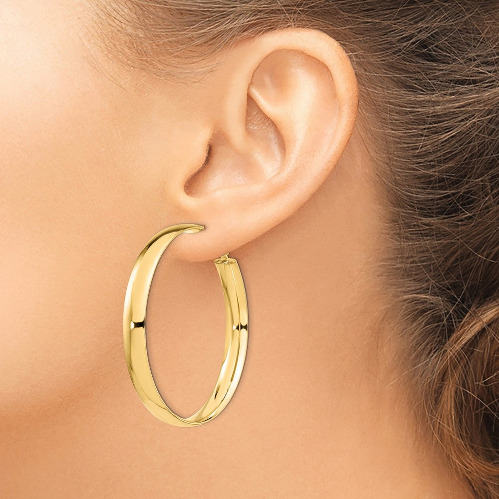 14K 6mm High Polished Omega Back Hoop Earrings