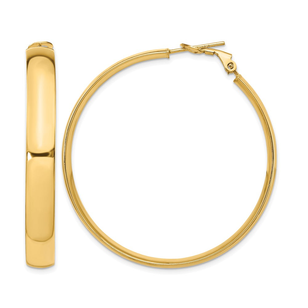 14K 6mm High Polished Omega Back Hoop Earrings