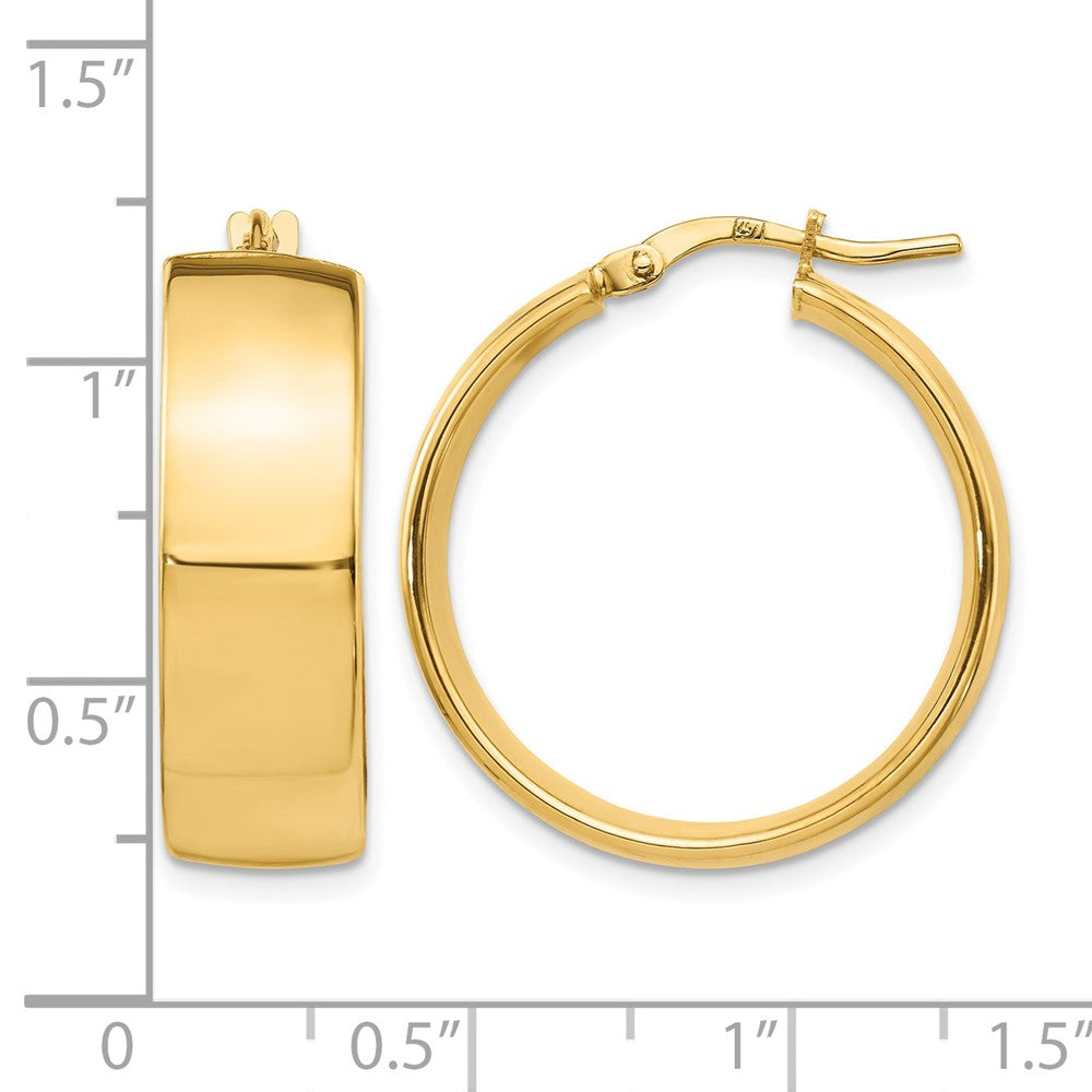 14K 8mm High Polished Hoop Earrings