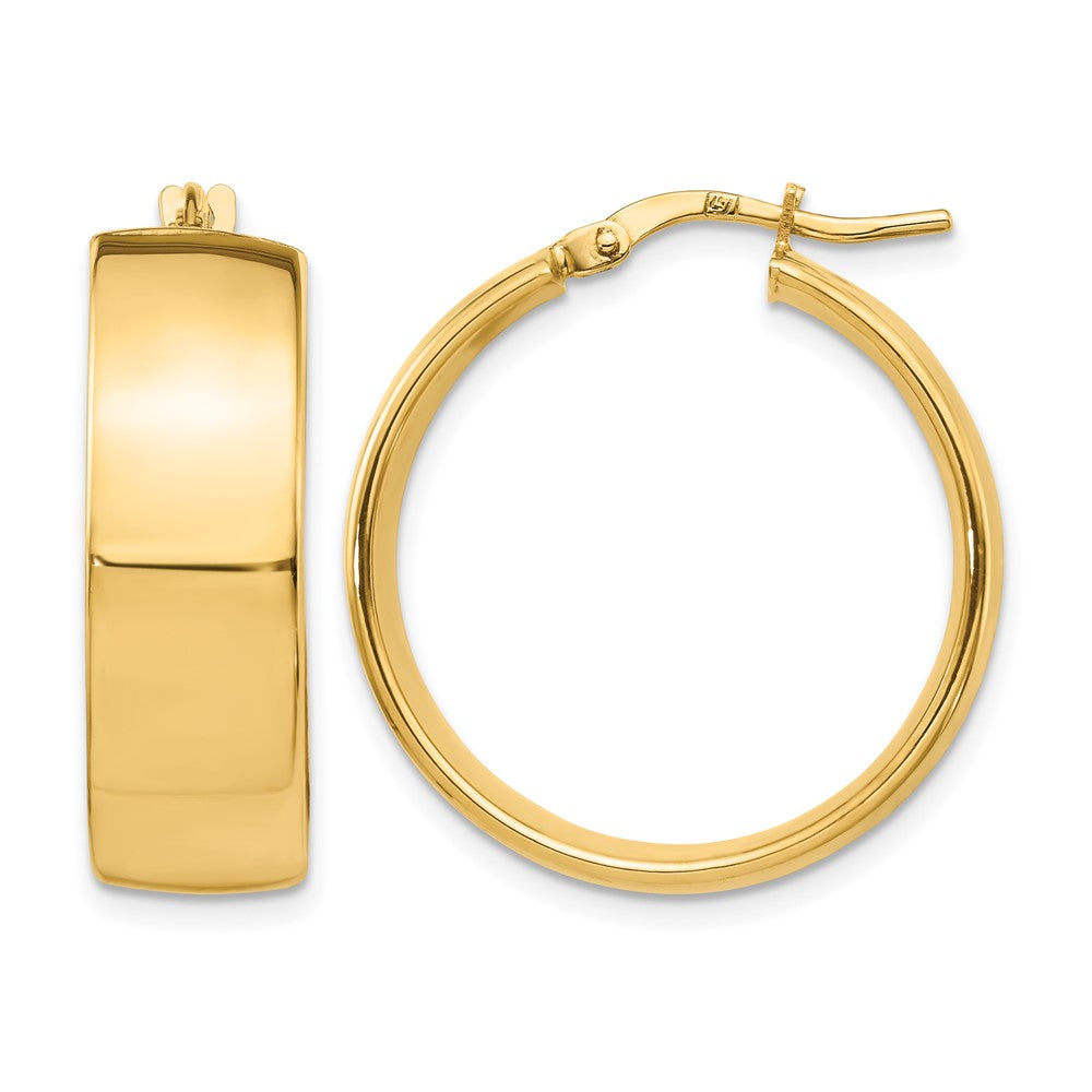 14K 8mm High Polished Hoop Earrings