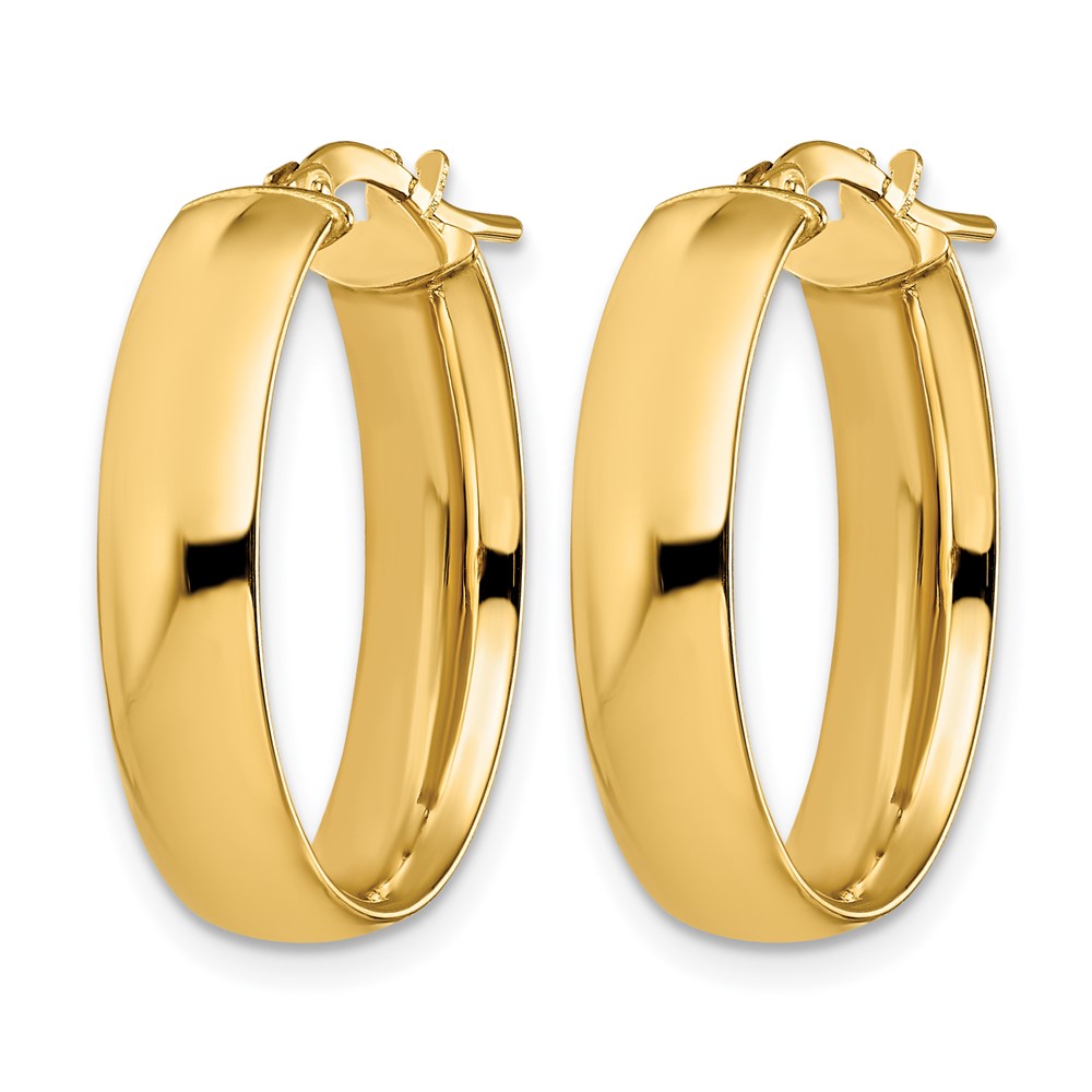 14K 6mm High Polished Oval Hoop Earrings