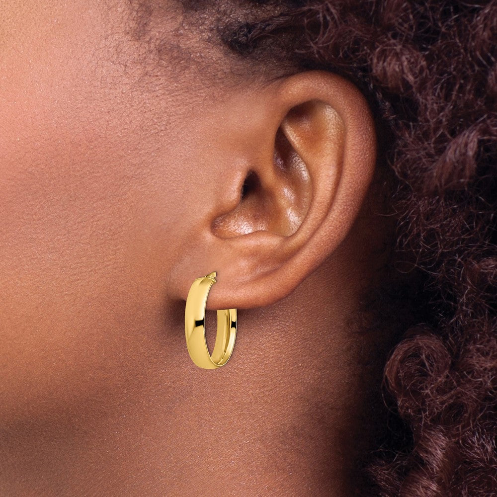 14K 6mm High Polished Oval Hoop Earrings