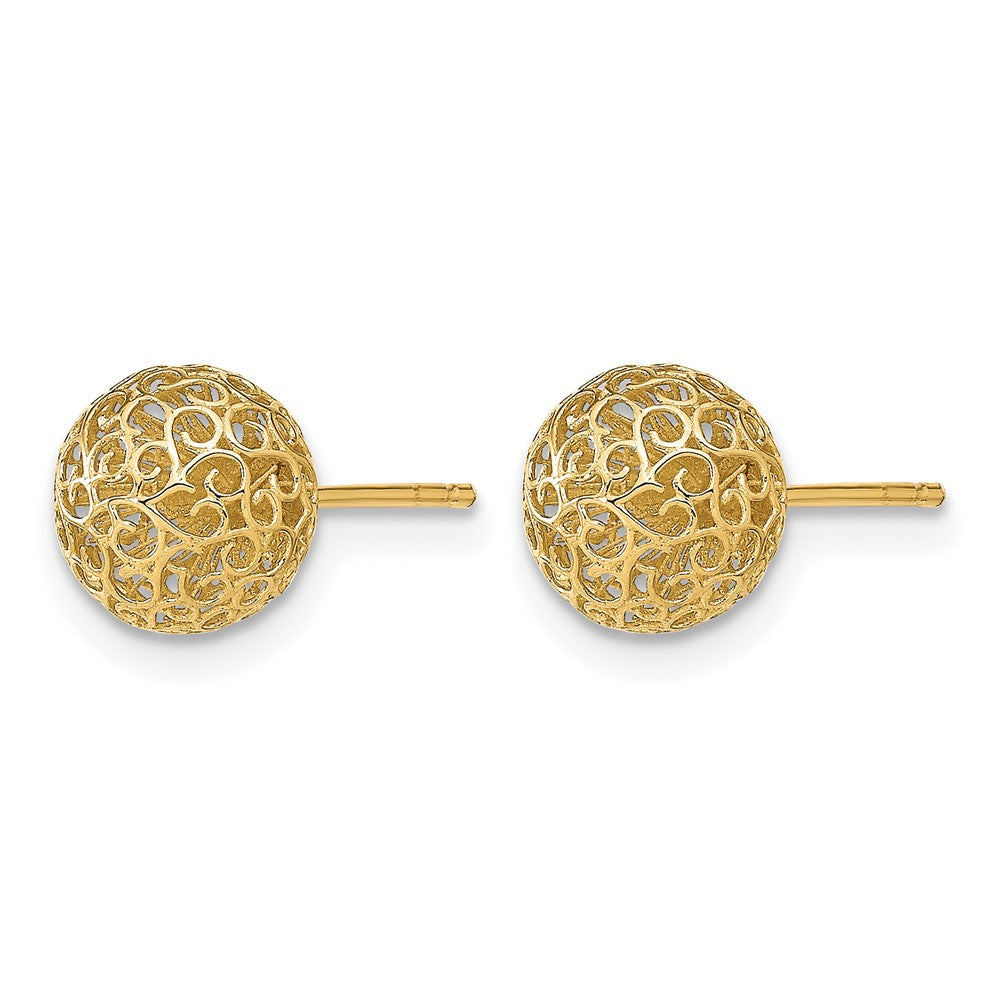14k 7.75MM Filigree Ball Post Earrings