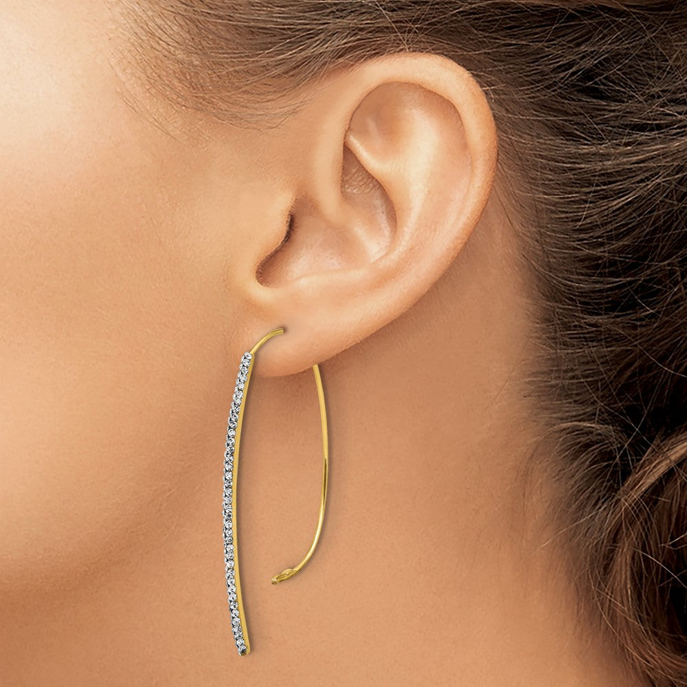 14k Polished Crystal Threader Earrings