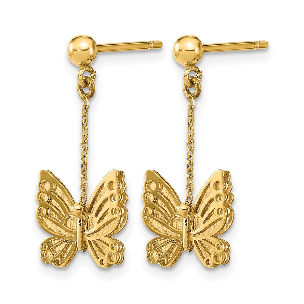 14k Polished and Brushed Butterfly Earrings