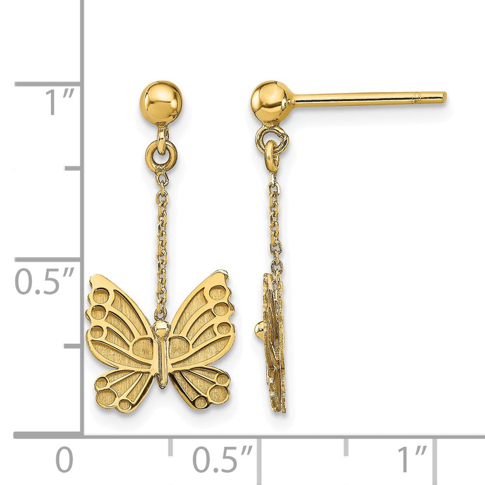 14k Polished and Brushed Butterfly Earrings