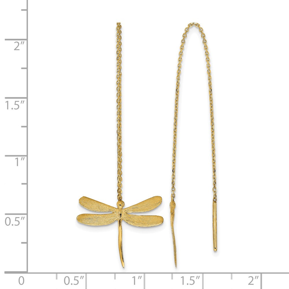 14k Polished Brushed Dragonfly Threader Earrings