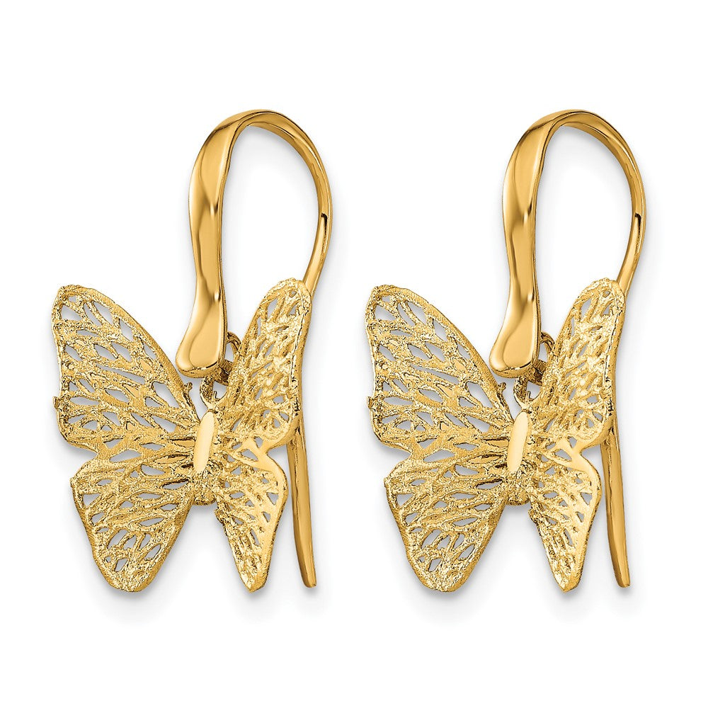 14K Polished Filigree Butterfly Earrings