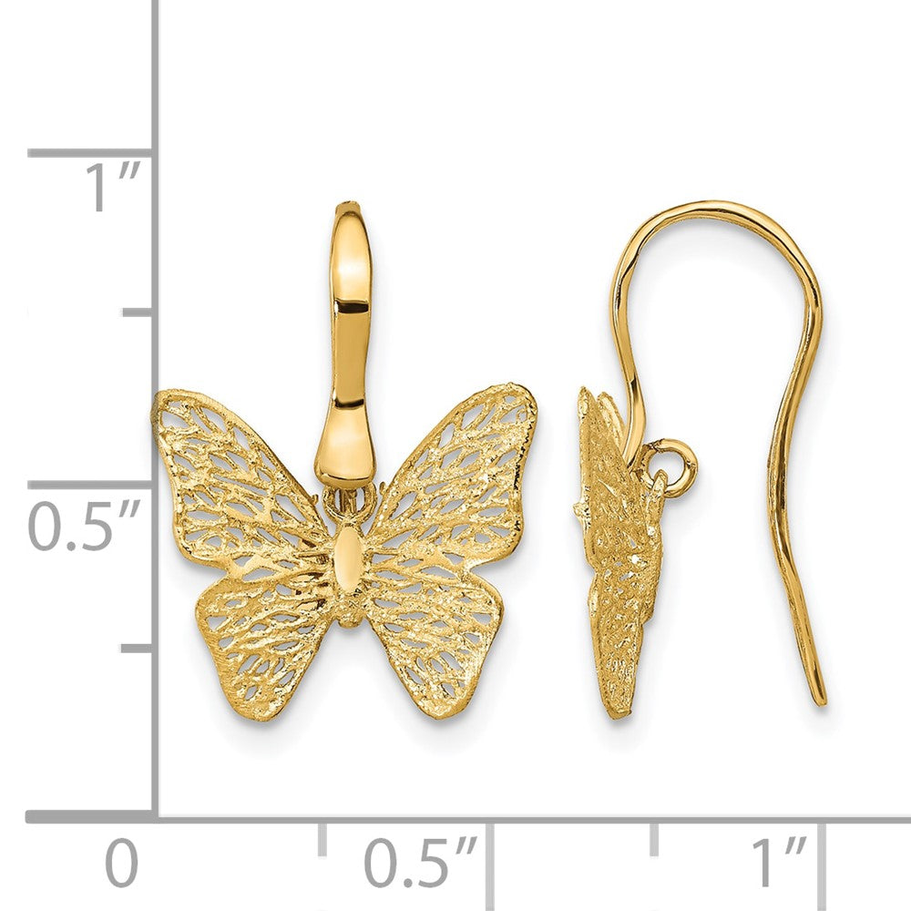 14K Polished Filigree Butterfly Earrings